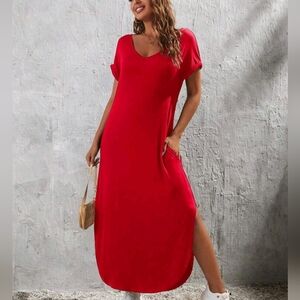 SHEIN Vibrant Red Maxi Dress